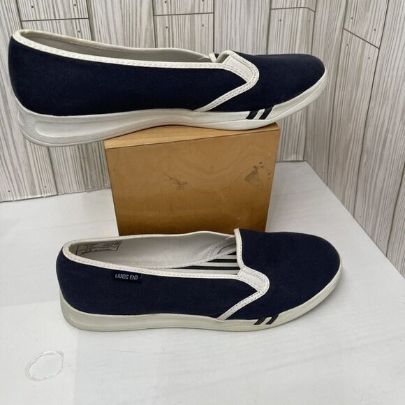 Lands End Womens Blue Slip On Loafer Canvas Comfort Flats 361804 Sz 9M - Picture 4 of 11